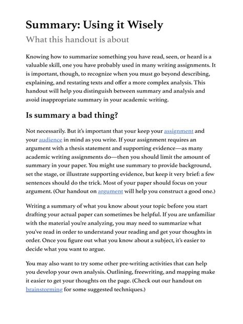 Summary: Using it Wisely .